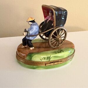 Hand-painted porcelain Limoges rickshaw trinket box